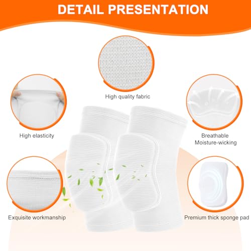 HISFFOG Volleyball Knee Pads for Women, Men, Youth, Girls, Kids, Knee brace for Volleyball Basketball Football Dance Yoga Tennis Running Cycling Workout Climbing Wrestling - color: White, size: Small