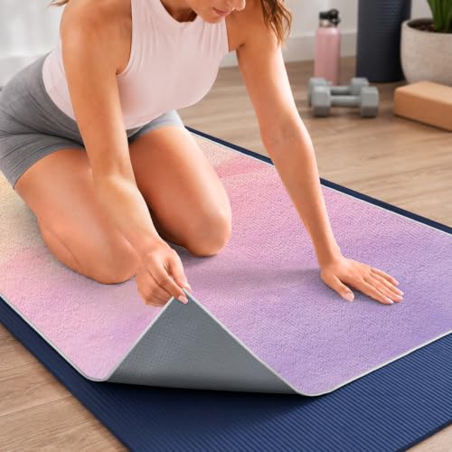 Yoga Mat Towel, Hot Yoga Towel High-Definition Pattern, Machine Washable with Ultra-Absorbent Yoga Towels for Hot Yoga Non Slip for Fitness, Exercise, Pilates, 72 x 27 in, Purple Sunset - color: Purple Sunset
