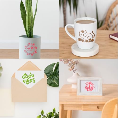 64 pcs Small Stencils for Crafts, Reusable 3 Inch Stencils, Including Flower Plant & Butterfly Patterns, DIY Craft Paint Great Templates for Painting on Wood, Fabric, Wall, Rock & Home Decor