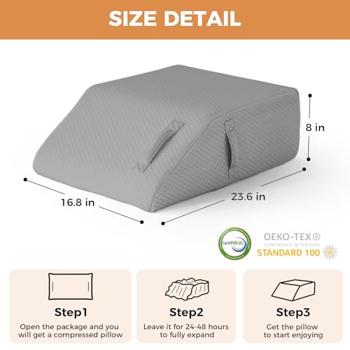 BIEEZZK Leg Elevation Pillow Blood Circulation, 23.6×16.8×8in, Grey - color: Grey