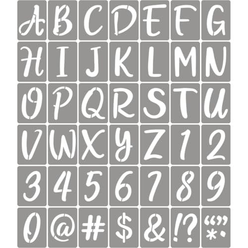 2 Inch Letter Stencils for Painting - 42 Pack Alphabet Letter Number Templates with Signs, Reusable Plastic Alphabet Number Stencils for Chalkboard Fabric Rock Wood Crafts Painting - size: 2 Inch