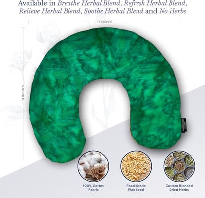 Mother Earth Pillows Large Triggerpoint Flax Pillow for Neck and Shoulder Relief (Green Print - Refresh Herbal Blend) - color: Green Print - Refresh Herbal Blend