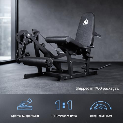 LIONSCOOL Leg Extension and Curl Machine V4.0, 800lbs Weight Capacity | Seated Leg Extension, Lying/Prone Leg Curl, 2-Inch Plate Loaded Cable Strength Training Equipment, Home Gym Thigh Workout