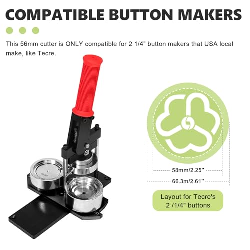 2. 618" Circle Cutter Punch Graphic Punch Die Cutter Button Paper Cutter Paper Cutter for Buttons, Compatible with Tecre 2 1/4" Pin Badge Button Maker Badge Punch Press - size: for 57mm Buttons