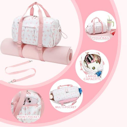 LEDAOU Small Gym Bag for Women - color: Pink Bow, size: Mini-14"