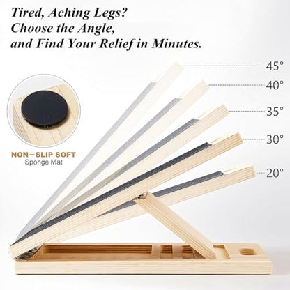 Adjustable Wooden Slant Board for Calf Stretching, Incline Exercise Stretcher for Ankle, Heel, Knees & Leg Mobility – Portable Wedge Equipment for Squats