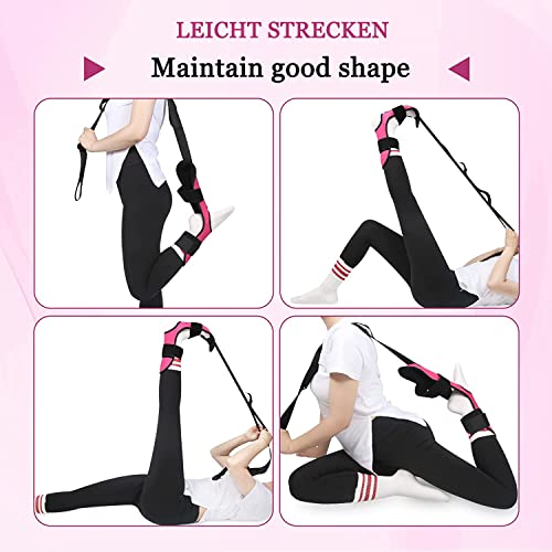 Foot and Calf Stretcher for Plantar Fasciitis, Leg Stretch Band，Improve Leg Stretching，Premium Physiotherapy Stretching Strap Improves Strength and Relief to Heel Spurs, Calf, Thigh and Hip - color: Rose