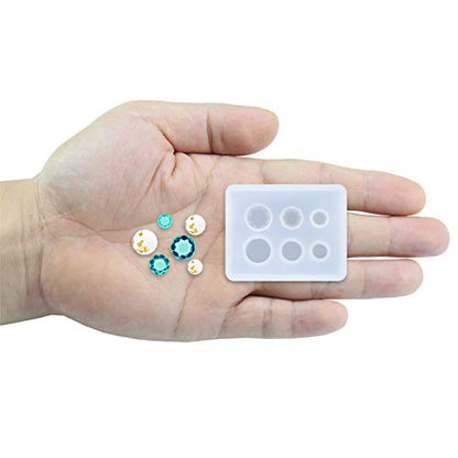 Mini Jewelry Cut Diamonds and Flat Round Resin Epoxy Silicone Mold - color: Clear