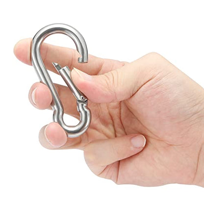 sprookber Stainless Steel Spring Snap Hook Carabiner - 304 Stainless Steel Caribeener Clips, Set of 6 - color: Silver, size: 3.15 Inch