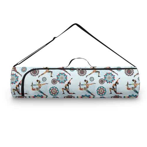 Yoga Mat Bags for Women Lightweight Gym Bag with Strap Full Zip Yoga Accessories - color: Western Print