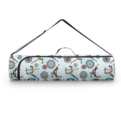 Yoga Mat Bags for Women Lightweight Gym Bag with Strap Full Zip Yoga Accessories - color: Western Print