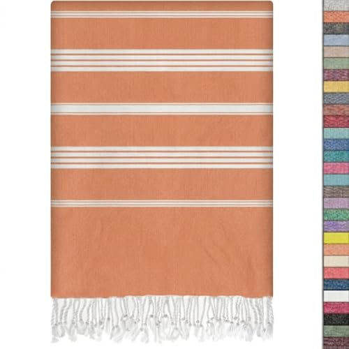 EPHESUS TOWELS Turkish Beach Towel - 38x70 inch Oversized - Sultan Design - Turkish Towel for Beach, Bath, Pool, Gym, Yoga - Prewashed, Lightweight, Quick Dry (Orange) - color: Orange