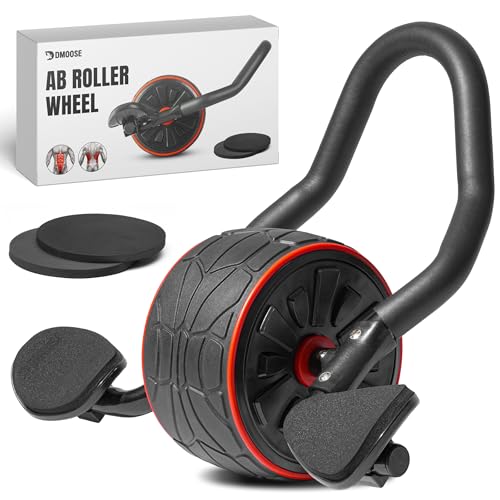 DMoose Fitness Ab Roller Wheel with Elbow Support & 2 Knee Pads - Abdominal Exercise Trainer for Core Strength Training - Ultimate Abs Workout Equipment for Home and Gym - Ab Machine for Men & Women - color: Black