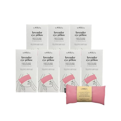 The Asli Co. [7 Packs] 2 in 1 Hot & Cool Therapy Handmade Eye Pillow (Powder Pink) Filled with 100% Natural Organic Flax Seeds & Lavender - Soothing and Calming Scent for Relaxation & Deep Sleep - color: Powder Pink