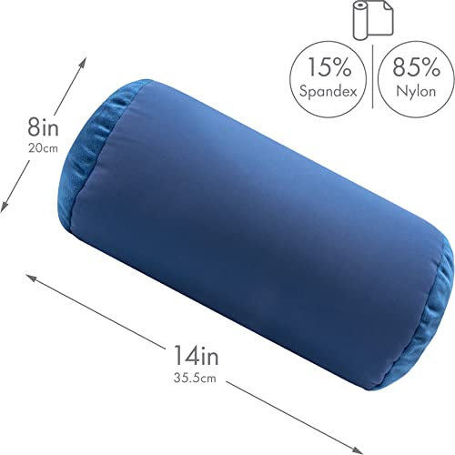Microbead Bolster Neck Roll Pillow, 14x8 in Cylinder Tube, Peacock Blue | Silky feel fabric helps prevent wrinkles & hair breakage; feather-light beads gently cushion head & shoulders as you rest - color: Peacock Blue
