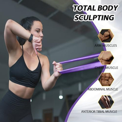 LEEKEY Resistance Bands for Pull Up Assist, Exercise & Workout Bands Set | Long resistance bands for pull up assist, strength training, physical therapy, stretching, home gym - color: 15-125LBS PURPLE+Mini Bands