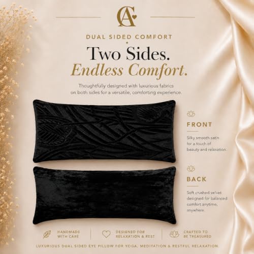 Handmade Luxe Serenity Eye Pillow - All-Natural Flaxseed - Unscented or Lavender Scented – Weighted Eye Mask for Yoga, Meditation, Hot & Cold Therapy - color: BLACK MAGIC, style: UNSCENTED