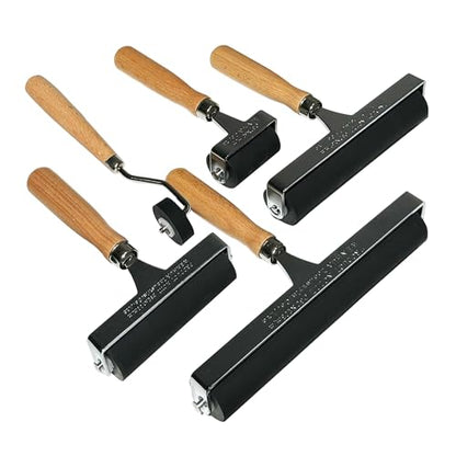 4 Inch Soft Rubber Brayer Roller, 45A Durometer Printmaking Brayer with Heavy-Duty Steel Frame & Wood Handle for Gel Printing, Linocut & Block Printing - size: 4 in