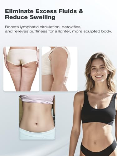 Lymphatic Drainage Massager & Anti Cellulite Massage Tool, Helps Reduce Stretch Marks & Cellulite, for Legs, Arms & Belly, Body Sculpting Machine with Light, Heat & Vibration - color: Beige