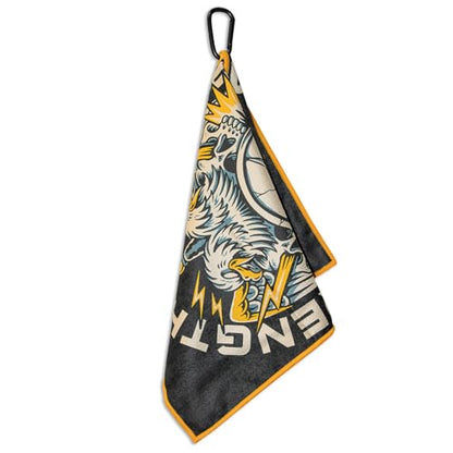 RokFit Gym & Golf Towel – Multi-Use, Quick-Dry, Durable Utility Towel with Bold Graphic and Carabiner Clip (Strength is Earned) - color: Strength is Earned