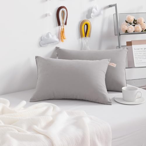 NTBAY Toddler Pillows, Set of 2, 13"x18", Light Grey - color: Light Grey, size: 13"x18"