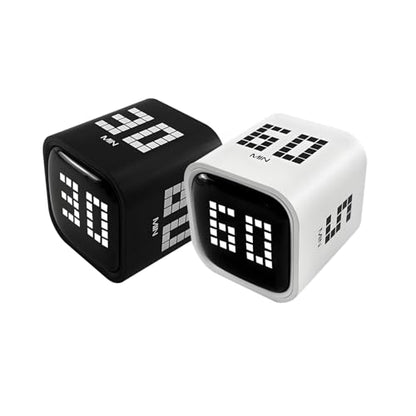 Qumox Digital Cube Timer, Rechargeable Flip Timer with Gravity Sensor & Manual Mode, 5/10/30/60 Minute Countdown, USB-C, LED Display, Vibration & Sound Alerts for Study, Work, Cooking, Fitness