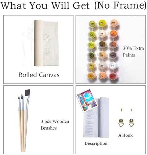 ZRIZQ Paint by Numbers Kit for Adults Beginner,Flowers Home,16x20 | Full set with wooden brushes,rolled canvas,rich paints.Calming activity.Beginner friendly.Just open and paint. - color: 16"X20"Rolled Canvas(Frameless)-Landscape 6