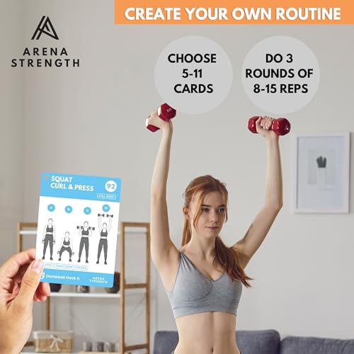Arena Strength Workout Cards - Instructional Fitness Deck for Booty Band Workouts, Beginner Fitness Guide for Resistance Band Training Exercises at Home. Includes Workout Routines. - style: Dumbbell (Part 2)