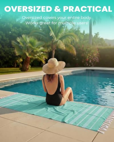 Turkish Beach Towels Swim Towel Long Lounge Chair Accessories Oversized Sand Free Compact Beach Umbrella Tent Shelter Canopy Chair Clips Gear Beach Game Toy Summer Vacation Essentials Must Haves - color: Thinner Holiday Green