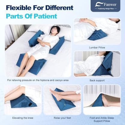 Fanwer Positioning Wedge Pillow for Side Sleeping (3 in 1),19.69",Lake Blue - color: Lake Blue, size: 19.69in