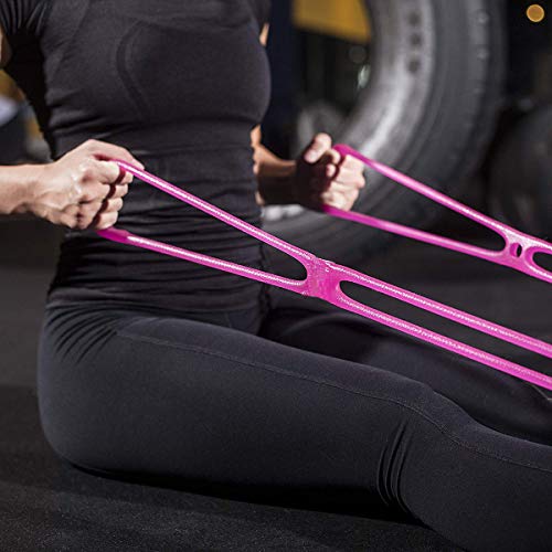 7 Ring Stretch Resistance Exercise Band, Miracle Miles Band, Yoga Stretching, Arm, Shoulders Foot, Leg Fitness Home Gym Physical Therapy Band - color: Pink
