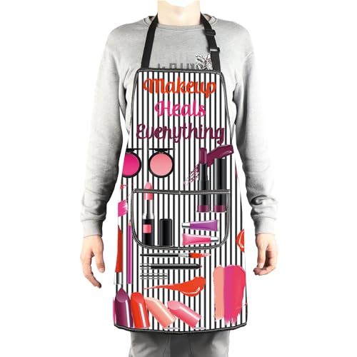 MBMSO Makeup Artist Aprons with Pockets Makeup Apron for Artist Esthetician Gift Cosmetology Student Gift Aprons - color: Makeup Heal Apron