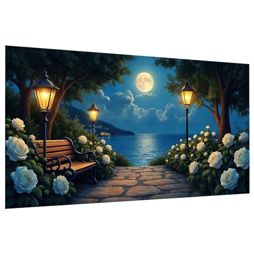 JOOZ Large Diamond Painting Kits for Adults Moon Lake, 27.5x15.7 Inch | DIY 5D Diamond Art Kits for Adults, Full Drill Landscape Diamond Painting, Flowers Gem Art Kits for Gift, Home Wall Decor - color: Moon Lake 042