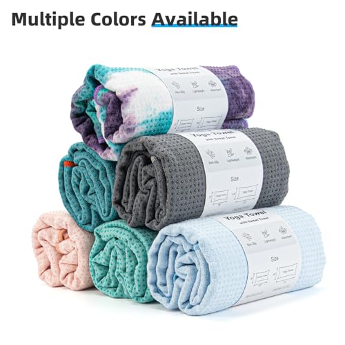 YESLIFE 2-Pack Non-Slip Extra Thick Hot Yoga Towel with Sweat Towel, Microfiber Sweat Absorbent Yoga Mat Towel with Grip Dot, Pilates Mat, 72" x 24", Pink - color: 2 Pink