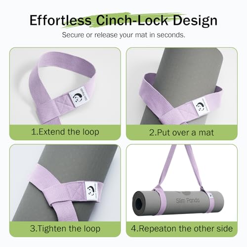 Slim Panda Yoga Mat Straps for Carrying, Adjustable Yoga Mat Carrier Sling Fits All Mats(Mat Not Included) - color: Light Pink, size: 72 inches