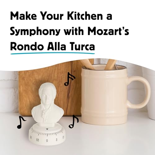 Kikkerland Mozart Timer – Musical Gadget for Home & Kitchen – 60 Minute Windup Timekeeper for Cooking for Music Lovers - style: Mozart