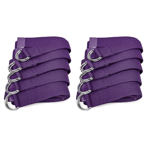 Bulk Yoga Straps, 10 Pack, 8ft, D-Ring Buckle - color: Purple