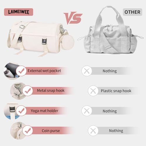 Small Gym Bag for Women Men, 15L Sports Workout Bag with Wet Pocket and Yoga Mat Holder, Lightweight & Water-Resistant Mini Travel Duffle Bag (Beige) - color: Beige