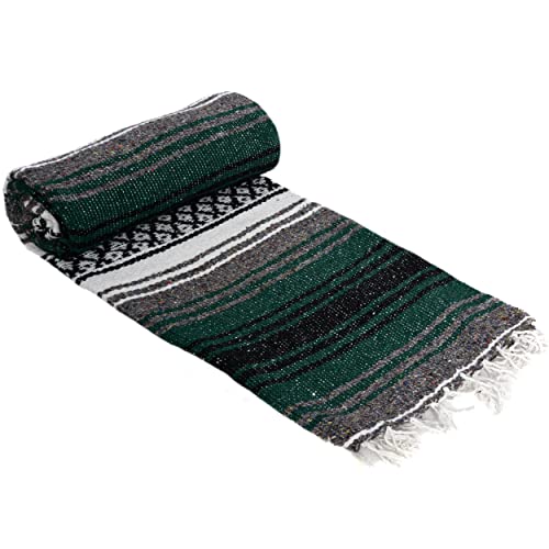 La Montana Bulk Falsa Mexican Blanket, 4 Pack, Forest Green/Charcoal/White - color: Forest Green/Charcoal/White
