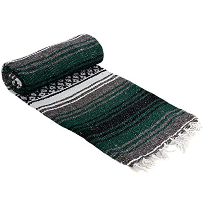 La Montana Bulk Falsa Mexican Blanket, 4 Pack, Forest Green/Charcoal/White - color: Forest Green/Charcoal/White