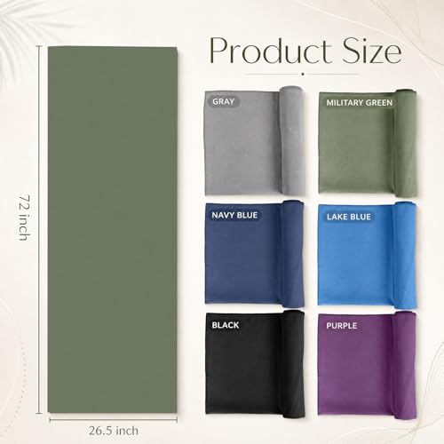 Breling 3팩 66x185.4cm(26x73인치) 핫 요가 매트 타월 팩 미끄럼 방지 요가 매트 체육관 땀 흡수 극세사 타월 필라테스 운동 여성 남성용 - color: 블랙, 그레이, 그린, 퍼플, 로얄블루, 다크 블루