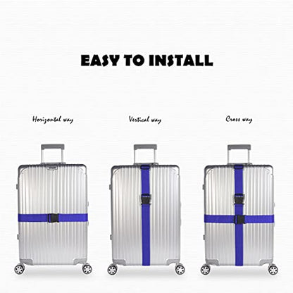 4pcs 74″×2″Luggage Straps for Suitcases,Adjustable Suitcase Straps and Heavy Duty Strap Buckle Packing Straps Travel Accessories,Navy Blue - color: Navy blue 4PCS