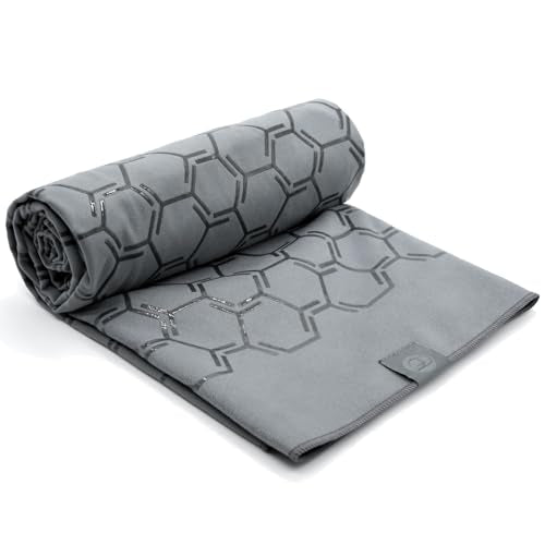Eunzel Double Sided Silicone Yoga Mat Towel, 72" x 26.5" | Double-Sided Silicone Grip, Non Slip Surface, Absorbent Microfiber, Hot Yoga & Vinyasa - color: Grey