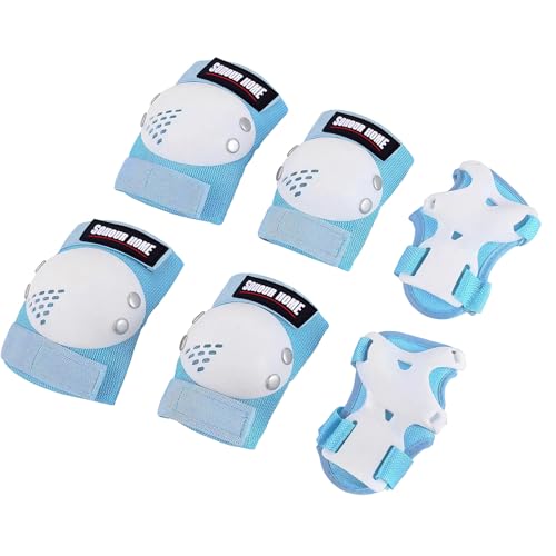 Kids/Youth Knee Pads Elbow Pads Wrist Guards 3 in1Protective Set, for 3-15 Years Child Roller Skates, Cycling, Inline Skating, Skateboard, BMX Bike, Balance Bike, Scooter Riding Sports - color: Blue/White, size: Small (3-7 years)