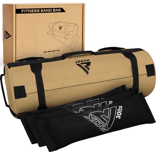RDX Sandbag for Fitness Weights Training, Unfilled Power Bags with Handles, 5-200 LBs Adjustable Weighted Slam Bag for Strength Powerlifting Running Heavy Workout Home Gym Exercise, Sold AS UNFILLED - color: KHAKI, size: 5 TO 25 LB