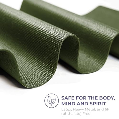 Voyage 5mm Studio Yoga Mats, 10 Pack, 72x24in | Extra Long, Anti-Tear Exercise Mats for Workout, Stretching, Fitness - Non Slip Gym Mats for Home, Schools and Studios - color: Olive Green