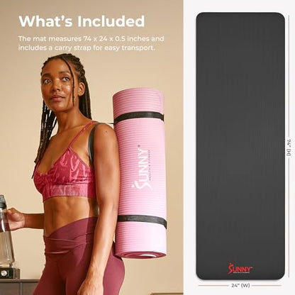 Sunny Health & Fitness Exercise Yoga Mats - Non-Slip Support for Home & Gym - color: Classic Thick Grey
