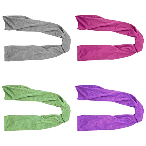 SMALLElectric 4 Packs 40"x 12" Microfiber Cooling Towel, Temperature Regulating, Multicolor, 4 Count, Sports/Workout - color: Multicolor-2