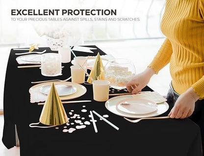 Utopia Kitchen Plastic Table Cloth Disposable [Black, 6 Pack] | Rectangle Tablecloth Waterproof Stain Resistant Party Table Cover - color: Black, size: 54X108 Inch - 6PC
