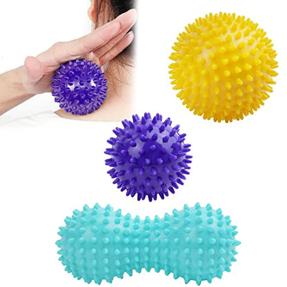 URAQT Spiky Massage Ball, 3 Pack Hard Spiky Massage Ball Roller Set, Professional Physical Therapy Massage Balls for Myofascial Release, Trigger Point Deep Tissue Massage, Plantar Fasciitis Recovery - color: 3pcs